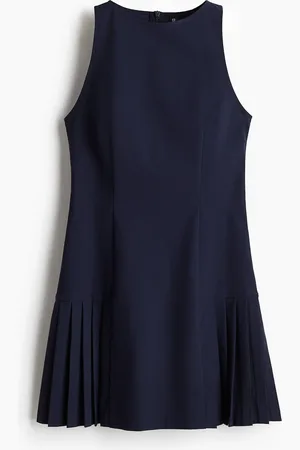 H&M Twillkleid mit Plisseefalten - Blau - Damen