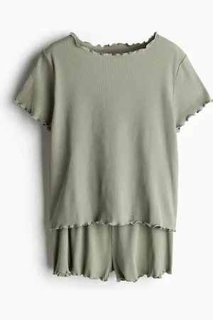 H&M Gerippter Jerseypyjama - Grün - Damen