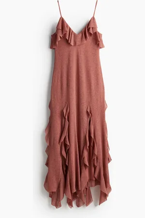 H&M Langes Volantkleid - Rosa - Damen