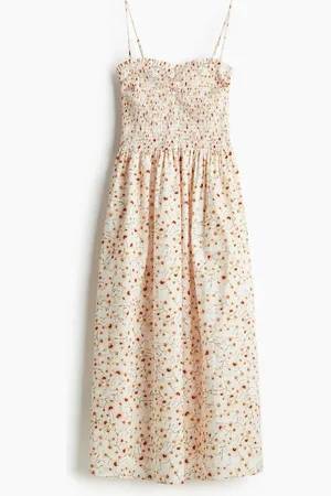 H&M Gesmoktes Kleid - Weiß - Damen