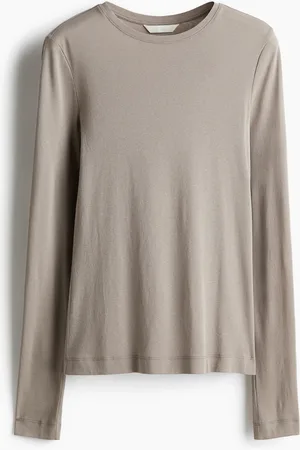 H&M Figurnahes Baumwollshirt - Braun - Damen