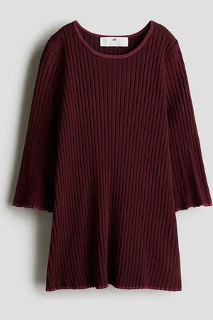H&M Geripptes Strickkleid - Rot - Kinder