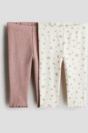 H&M 2er-Pack Gerippte Leggings aus Baumwolle - Rosa - Kinder