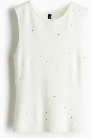H&M Tanktop mit Strass - Weiß - Damen