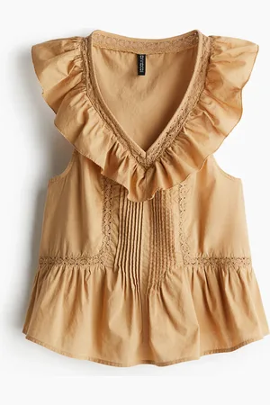 H&M Baumwolltop mit Volant - - Damen