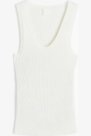 H&M Tanktop in Rippstrick - Weiß - Damen
