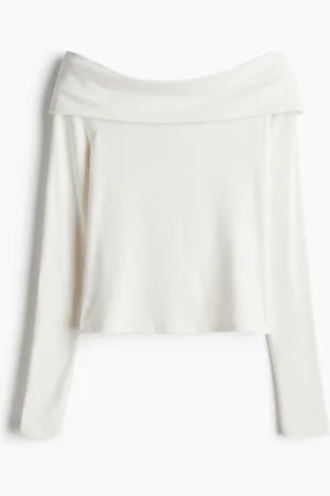 H&M Schulterfreies Shirt - Weiß - Damen