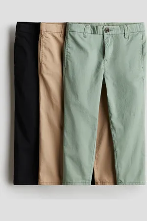 H&M 3er-Pack Chinos aus Baumwolltwill - Grün - Kinder
