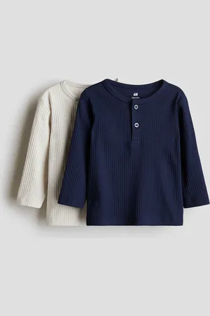 H&M 2er-Pack Gerippte Jerseyshirts - Blau - Kinder