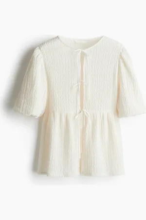 H&M Offenes Peplum-Shirt - Weiß - Damen