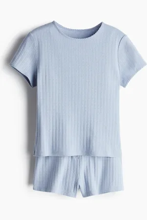 H&M Pyjama aus Pointelle-Jersey - Blau - Damen
