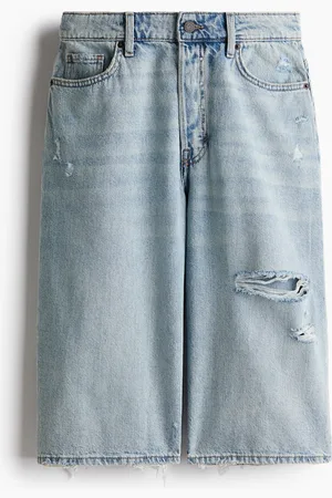 H&M Hohe knielange Denimshorts - Blau - Damen
