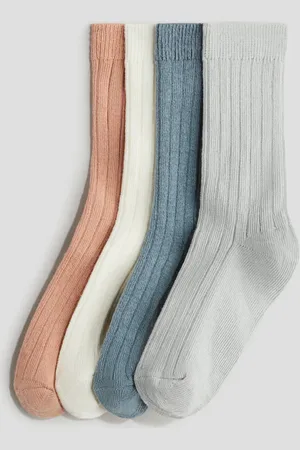 H&M 4er-Pack Gerippte Socken - Türkis - Kinder
