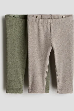 H&M 2er-Pack Gerippte Baumwoll-Leggings - Grün - Kinder