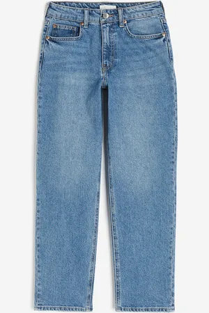 H&M Slim Straight High Ankle Jeans - Blau - Damen