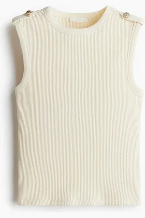 H&M Geripptes Tanktop - Weiß - Damen