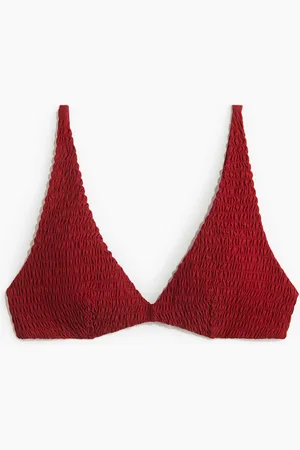 H&M Gesmoktes Triangel-Bikinitop - Rot - Damen