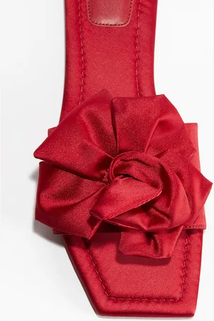 H&M Satinsandalen mit Applikation - Rot - Damen