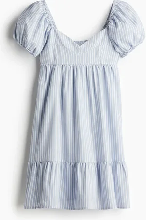 H&M Kleid mit Puffärmeln - Blau - Damen