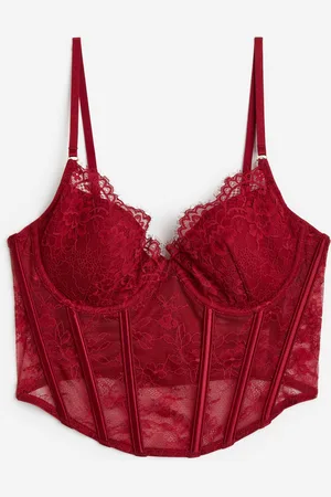 H&M Wattiertes Bustier - Rot - Damen