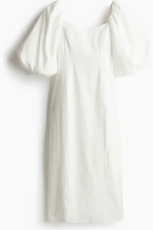 H&M Kleid mit Ballonärmeln - Weiß - Damen