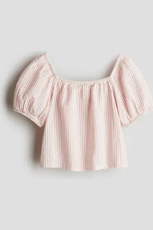 H&M Seersucker-Bluse aus Baumwolle - Rosa - Kinder