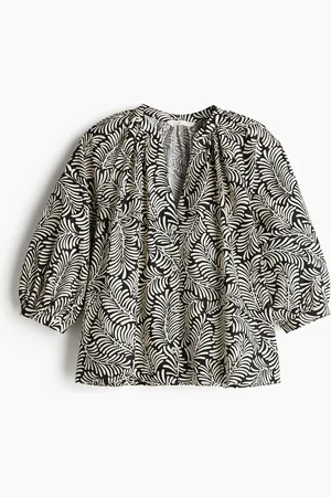 H&M Popelinebluse mit Ballonärmeln - - Damen