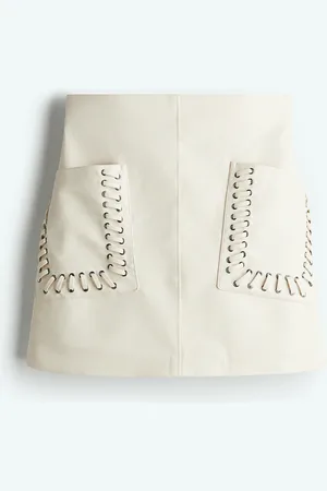 H&M Minirock mit Coating - Weiß - Damen