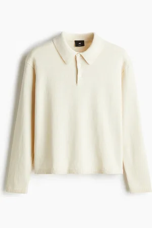 H&M Feinstrick-Poloshirt in Loose Fit - Weiß - Herren