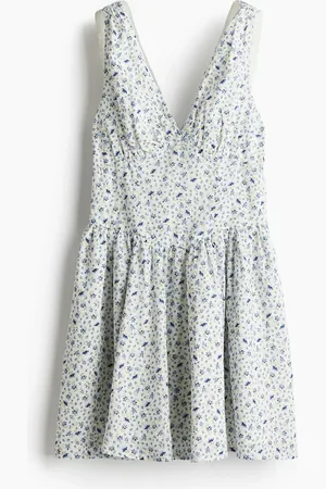 H&M Ausgestelltes Baumwollkleid - Weiß - Damen