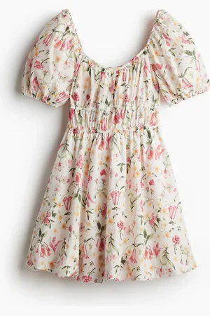 H&M Baumwollkleid mit Ballonsaum - Weiß - Damen