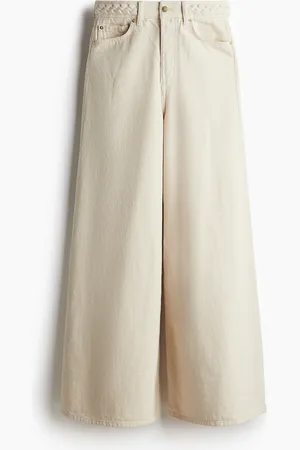 H&M Weite Jeans mit Flechtdetail - Weiß - Damen