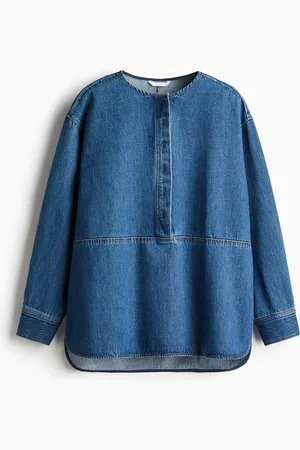 H&M Schlupfbluse aus Twill - Blau - Damen