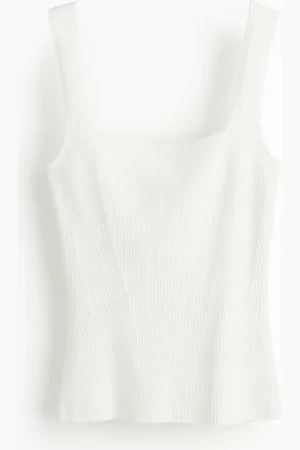 H&M Tanktop in Rippstrick - Weiß - Damen