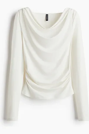 H&M Drapiertes Jerseytop - Weiß - Damen