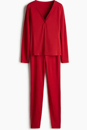 H&M Gerippter Jerseypyjama - Rot - Damen