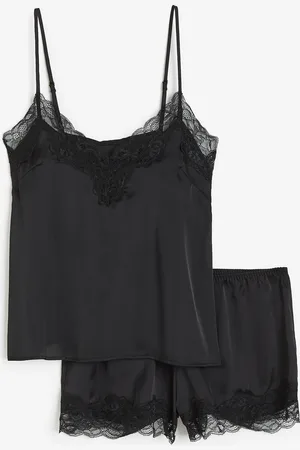H&M Nachtwäsche aus Satin mit Spitzenbesatz - - Damen
