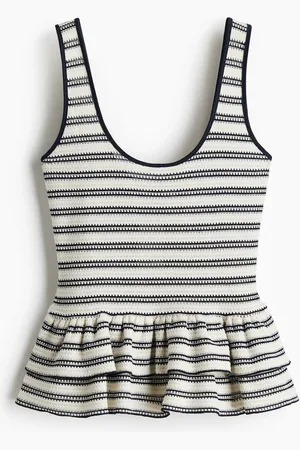 H&M Tanktop in Strukturstrick mit Peplum - Weiß - Damen