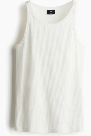 H&M Geripptes Tanktop in Slim Fit - Weiß - Herren