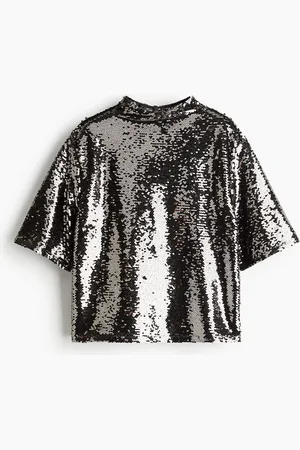 H&M Paillettenshirt - - Damen