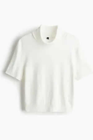 H&M Rollkragenshirt in Feinstrick - Weiß - Damen