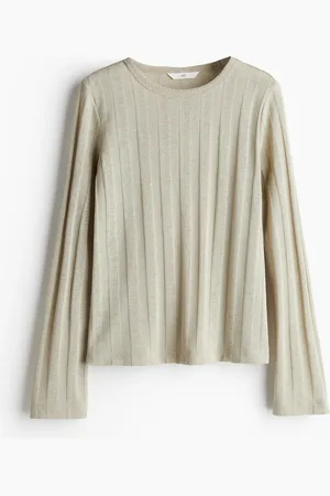 H&M Shirt in Rippstrick - Grün - Damen