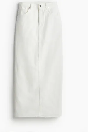 H&M Langer Denimrock - Weiß - Damen