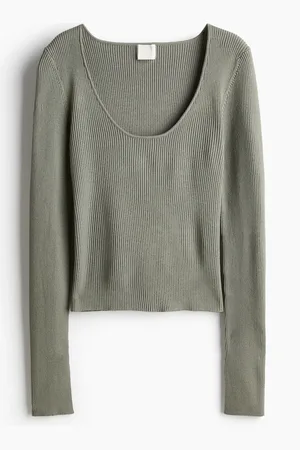 H&M Shirt in Rippstrick - Grün - Damen