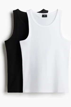 H&M 2er-Pack Gerippte Tanktops in Slim Fit - - Herren