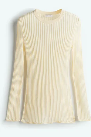 H&M Durchscheinendes Shirt in Rippstrick - Gelb - Damen