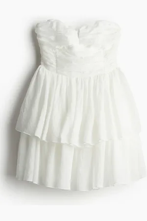 H&M Ausgestelltes Bandeau-Kleid - Weiß - Damen