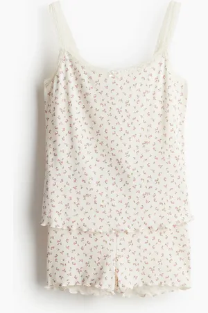 H&M Gerippter Pyjama - Weiß - Damen