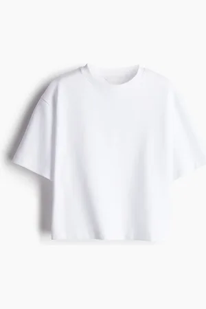 H&M Kastiges T-Shirt aus Interlock-Jersey - Weiß - Damen