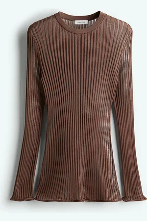 H&M Durchscheinendes Shirt in Rippstrick - - Damen